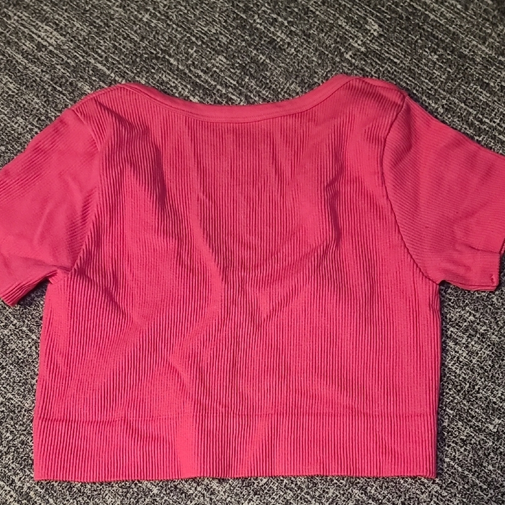 Pink Ribbed Women's Top - Picture 4 of 4